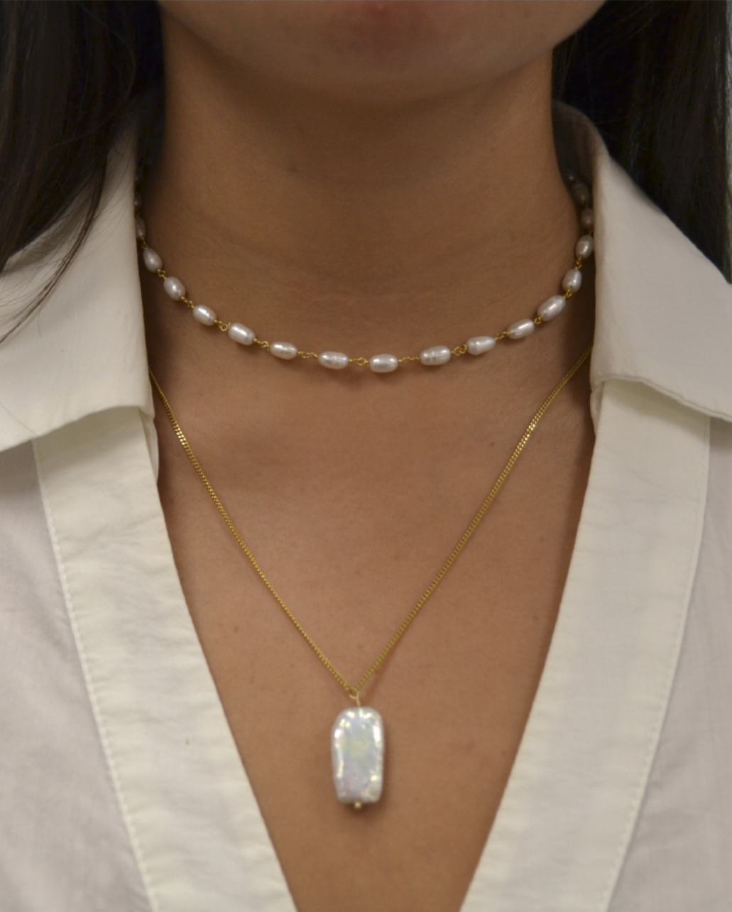 Collar Rectangular Pearl