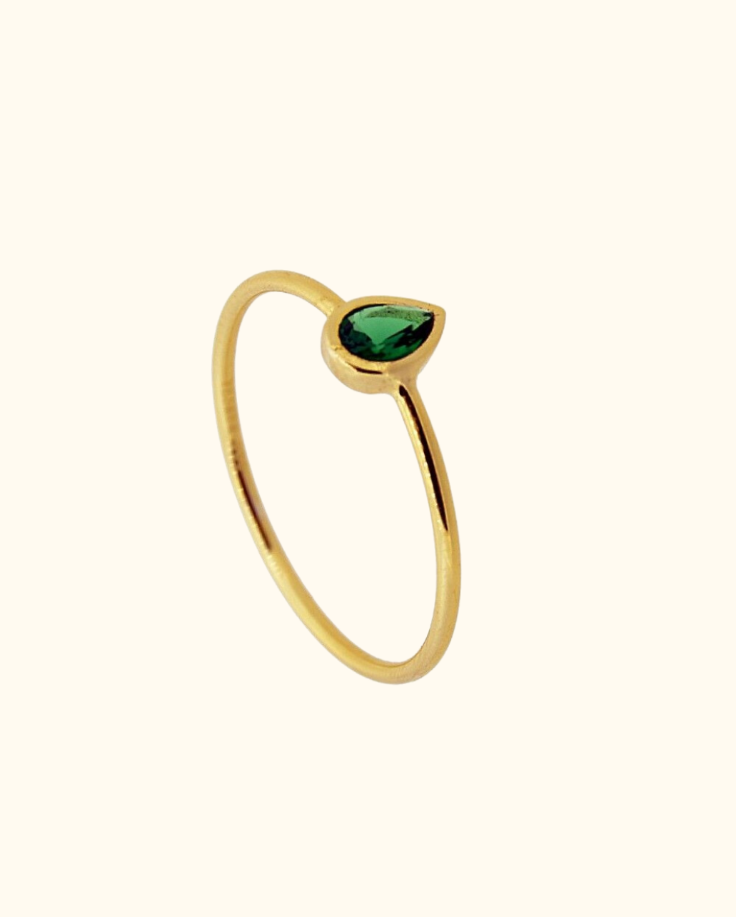 Anillo Gota de Circonita Verde